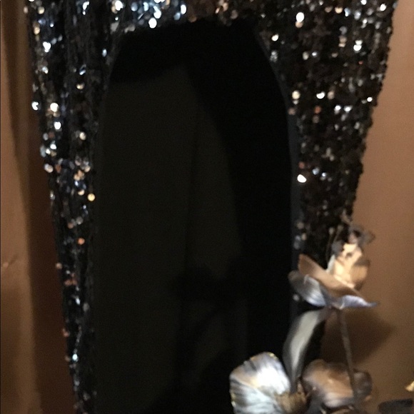 Black & Silver Sequined High-Low Dress-NWT - Picture 5 of 7